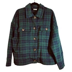 LULAROE JACKET XL Berlin Flannel Plaid Cropped Preppy Academia Gossip Girl NWOT